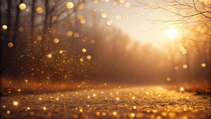 Naklejka premium Golden Dust Motes Dancing in the Sunset's Embrace, a Magical Woodland Scene