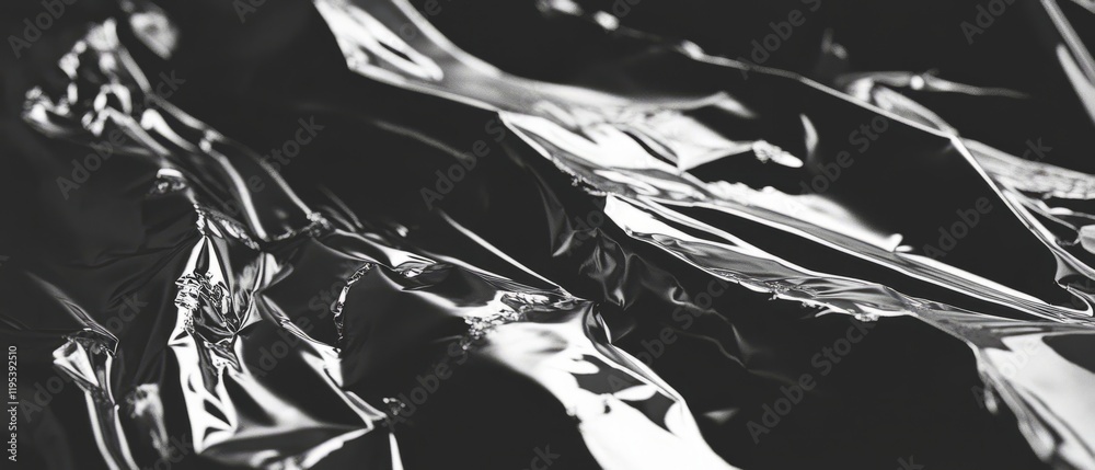 Poster Metallic crumpled foil textures create an intriguing pattern and depth in a monochromatic setting