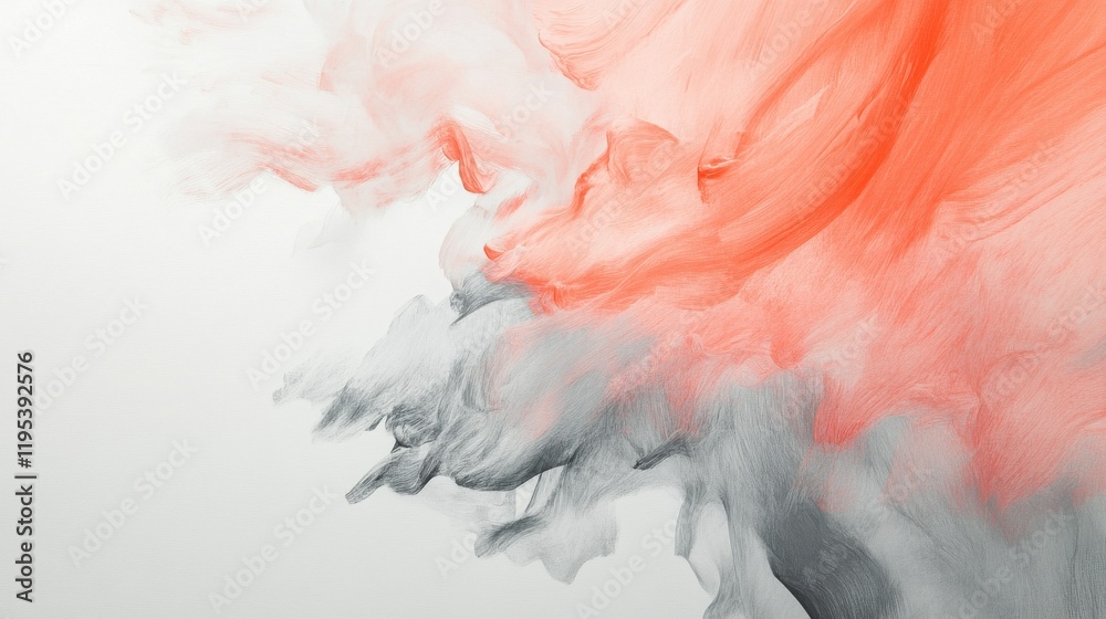 Poster Dynamic interplay of vibrant color and soft tones on a clean canvas surface