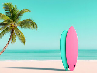 Summer Surfboards Beach Paradise Illustration