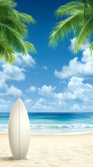 Surfboard Beach Paradise Illustration