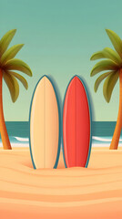 Summer Surfboards Beach Illustration