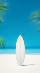 Surfboard on Tropical Beach Illustration