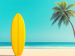 Summer Surfboard Beach 3D Illustration