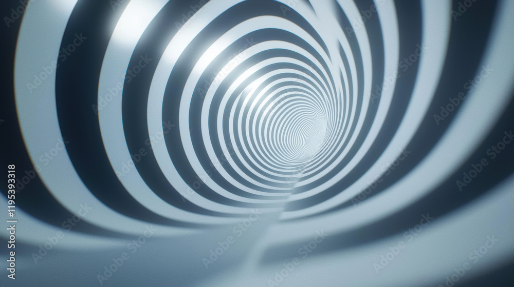 Fototapete mesmerizing tunnel with black and white spiral patterns creates sense of depth and movement, evoking