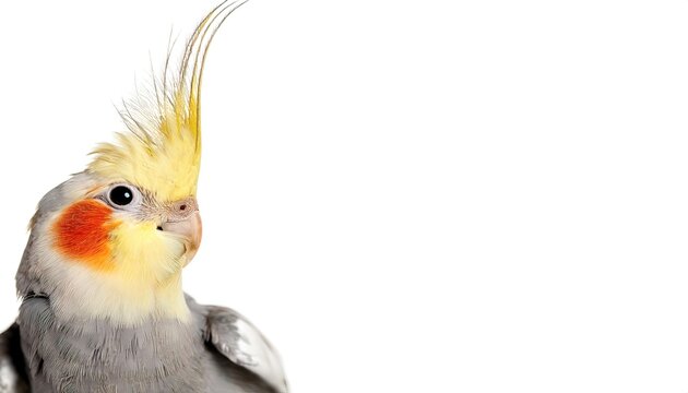 Cockatiel - Nymphicus hollandicus or weero weiro or quarrion, is a medium sized parrot that is a member of its own branch of the cockatoo family endemic to Australia. Isolated on white background