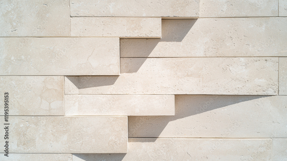 Poster textured beige stone wall with geometric patterns and shadows