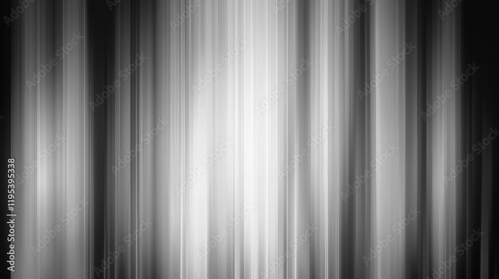 Poster abstract black and white vertical lines create smooth gradient effect, evoking sense of calm and ele