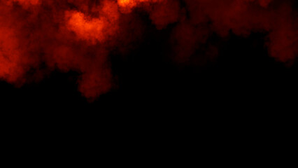 Abstract fire misty fog on isolated black background. Smoke stage studio. Texture overlays. The concept of aromatherapy.