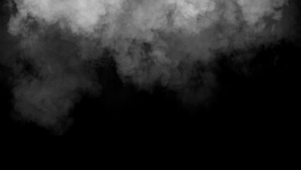 Abstract misty fog on isolated black background. Smoke stage studio. Texture overlays. The concept of aromatherapy.
