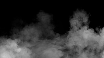 Abstract misty fog on isolated black background. Smoke stage studio. Texture overlays. The concept of aromatherapy.
