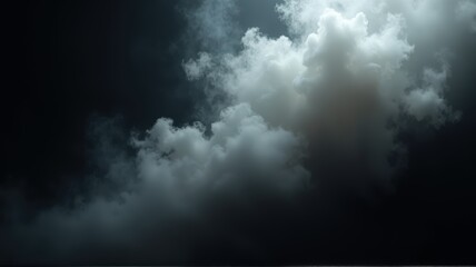 Obraz premium fog or smoke isolated on dark background, abstract texture with empty black space