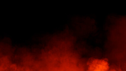 Abstract fire misty fog on isolated black background. Smoke stage studio. Texture overlays. The concept of aromatherapy.