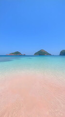 Fototapeta premium Pink Beach Paradise: Island Getaway
