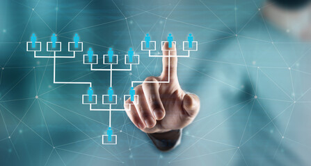 Organization chart on the virtual interface screen