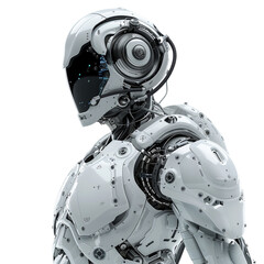 services made by 3d white steel robot png