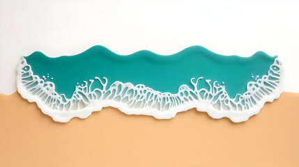 Ocean Wave Illustration Teal and Beige