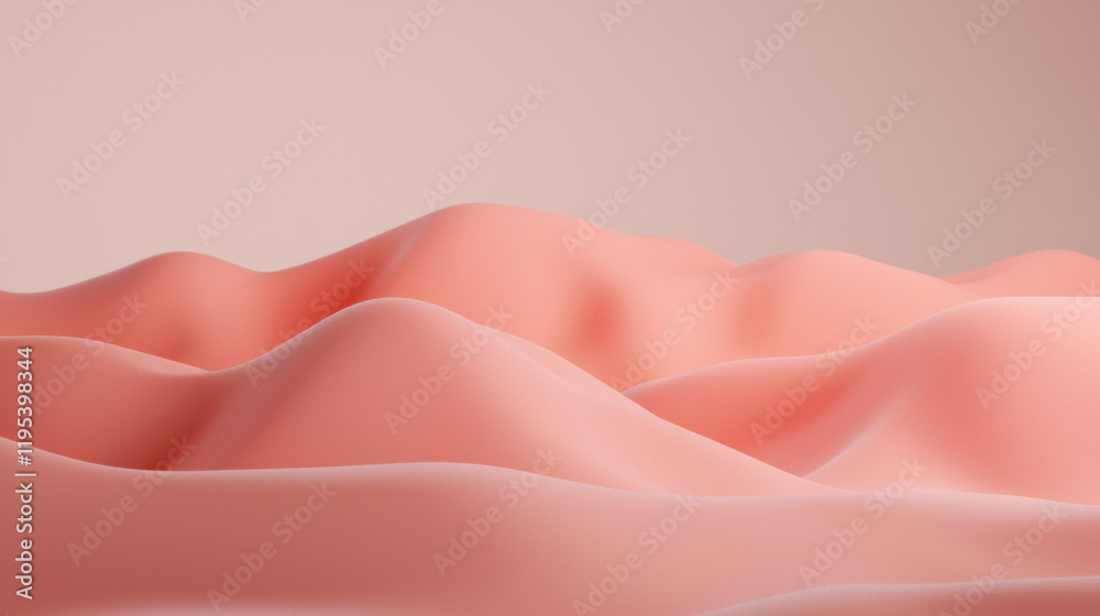Poster Smooth, undulating surfaces in soft peach tones create serene landscape. gentle curves evoke sense of calm and tranquility