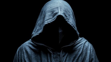 Mysterious Figure in Dark Hooded Sweatshirt Shadowy and Anonymous Person