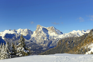 Dolomites, Italy, Civetta ski - Col dei Baldi in winter, view from the top
