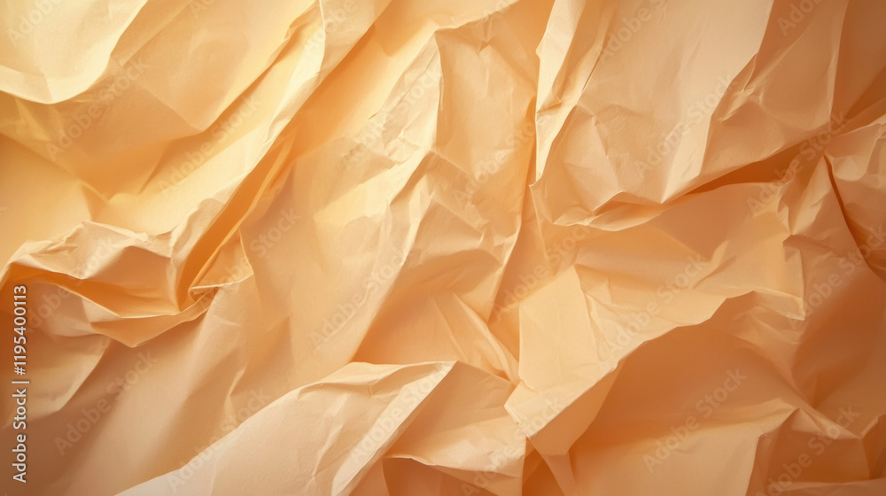 Poster crumpled paper texture in warm beige tones, creating soft, organic feel. ideal for backgrounds or ar