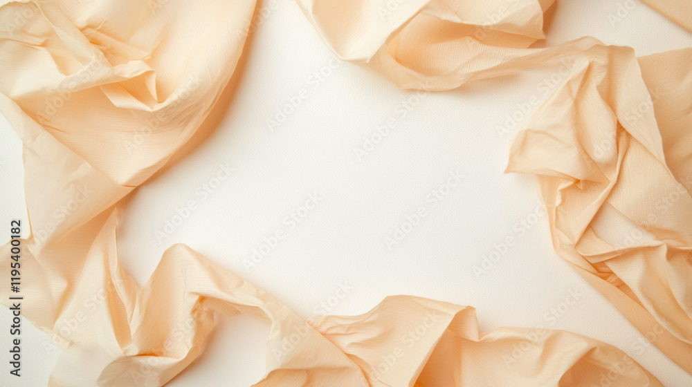 Poster soft peach fabric drapes elegantly, creating delicate and inviting background. perfect for showcasin