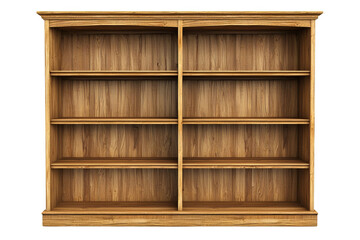 Classic Wooden Bookshelf with Empty Shelves and Natural Finish