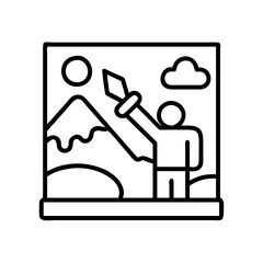 mural painting icon, mural painting line art - simple line art of mural painting, perfect for mural painting logos and icons and themed design 