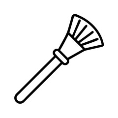 paintbrush with fan bristles icon, paintbrush with fan bristles line art - simple line art of paintbrush with fan bristles, perfect for paintbrush with fan bristles logos and icons and themed design 