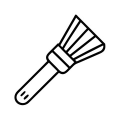 paintbrush with fan bristles icon, paintbrush with fan bristles line art - simple line art of paintbrush with fan bristles, perfect for paintbrush with fan bristles logos and icons and themed design 