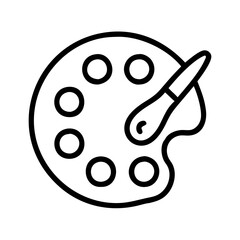 paint mixing palette icon, paint mixing palette line art - simple line art of paint mixing palette, perfect for paint mixing palette logos and icons and themed design 