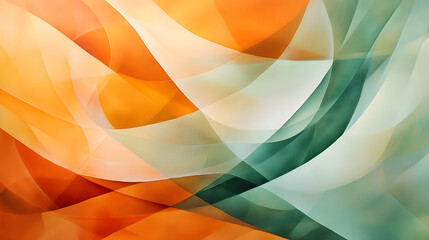 Obraz premium A dynamic abstract composition featuring bold yet muted shapes in shades of orange and green, layered with medium contrast gradients to enhance depth and texture 