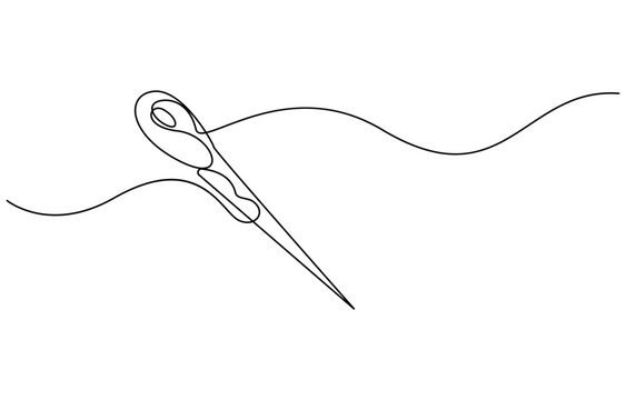 recommend clip art: Needle icon line continuous drawing vector. One line Needle icon vector background. Sewing needle icon, Needle and thread, Heart sewing, greeting card, continuous line
