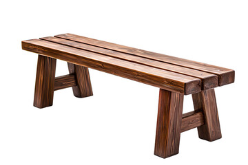 Rustic Wooden Bench on White Background for Outdoor and Indoor Use