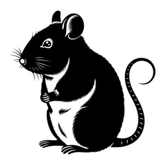Detailed Rat Silhouette – Elegant Black Vector Illustration