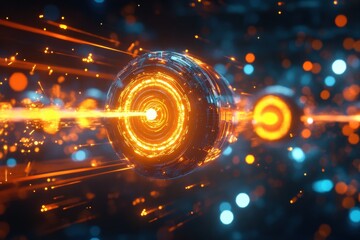 Visualization of antibodies targeting and neutralizing pathogens in a dynamic, energetic environment featuring vibrant colors. Generative AI