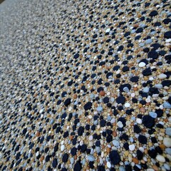 Fototapeta premium Close-up view of textured gravel surface with diverse colors and materials.