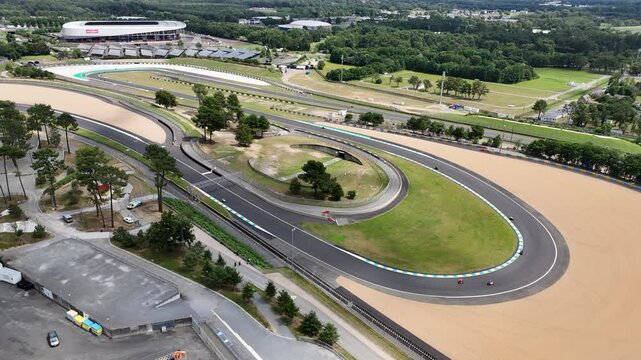 Drone view of Circuit de la Sarthe in Le Mans, France