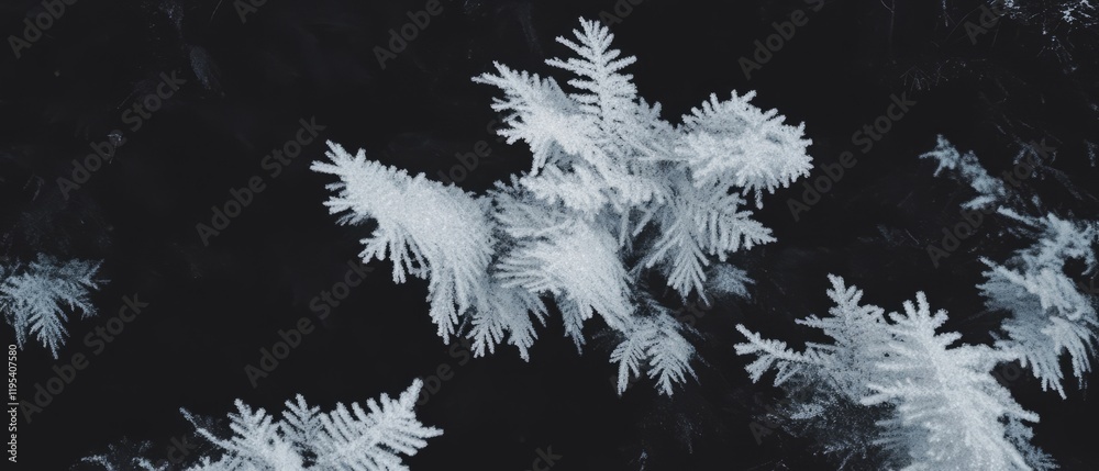 Aufkleber frost-covered branches display intricate patterns in a winter landscape during a cold morning