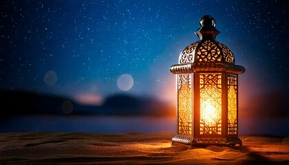 Artistic lantern design with glowing details and a bokeh background