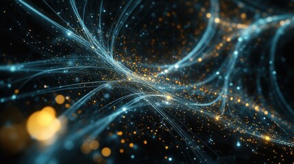 Fototapeta premium A closeup view of a shimmering digital lock within a digital landscape filled with interconnected nodes and pulsating data lines highlighting the networked nature of cybersecurity.