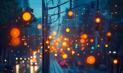 A visual representation of edge computing devices deployed throughout the city