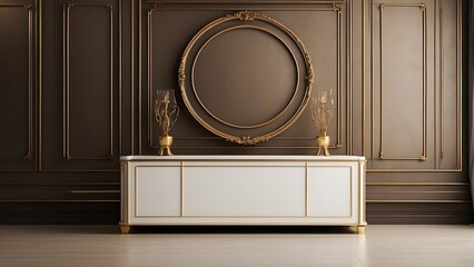 Cabinet banner with empty space Without Text, ivory luxury background