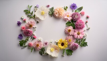 Obraz premium 春の花のフレーム背景。コピースペースあり。aiで生成