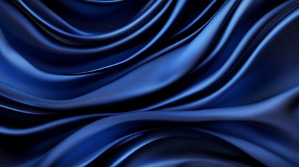 Luxurious deep blue silk fabric with elegant, flowing waves.  A rich and sophisticated texture.