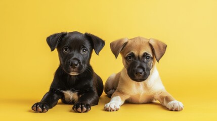 Obraz premium Playful Puppies on a Bright Background