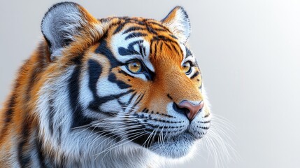 Naklejka premium Majestic Illustrated Portrait of a Tiger Capturing the Essence of Strength and Beauty in Nature, Showcasing Its Striking Fur and Intense Gaze