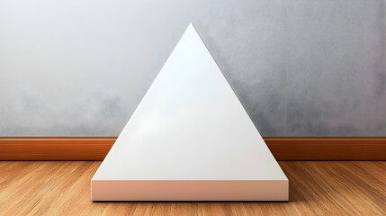 White Triangular 3D Model on Wood Floor