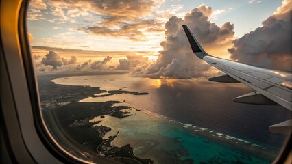Fototapeta premium travel moment from plane window showcasing the beauty of nature during flight