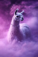 Obraz premium Llama in ethereal purple mist